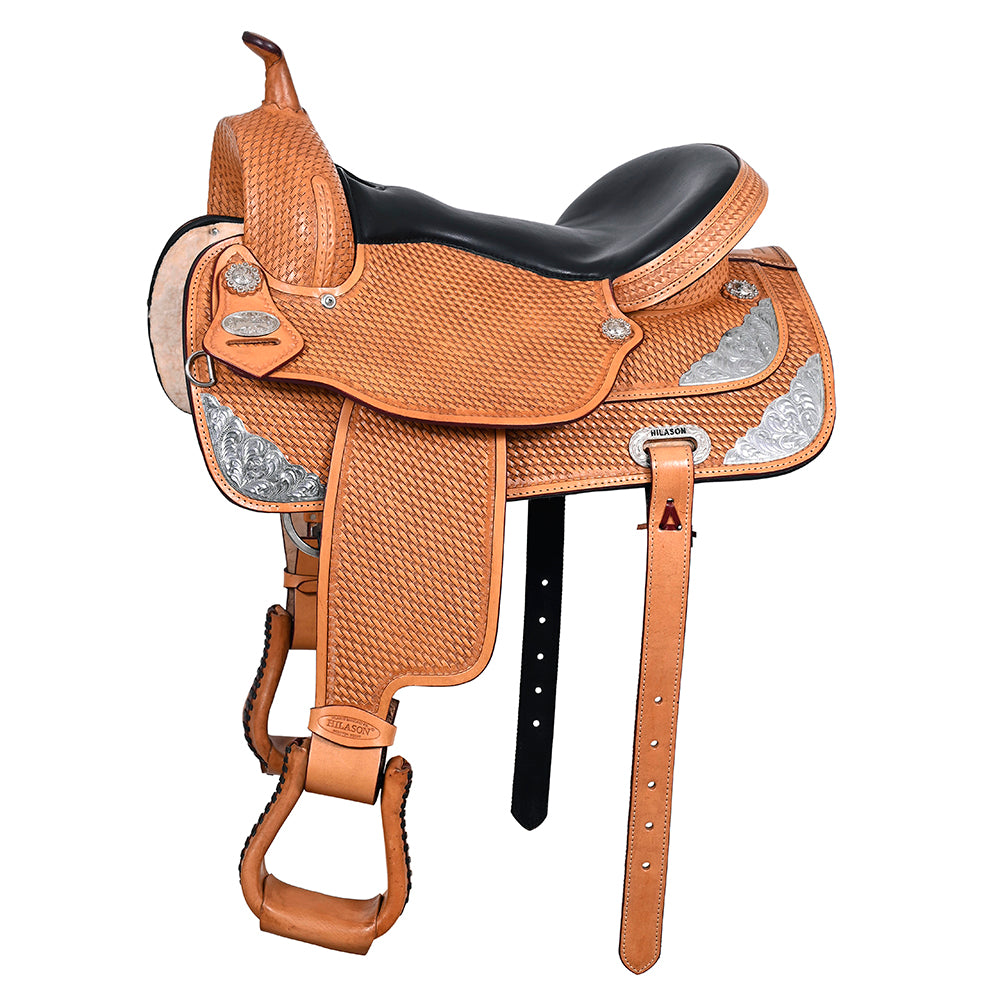 102095-Y.jpg HILASON Western Horse Saddle American Leather Flex Tree Trail & Pleasure Tan | for Horses - Image 1