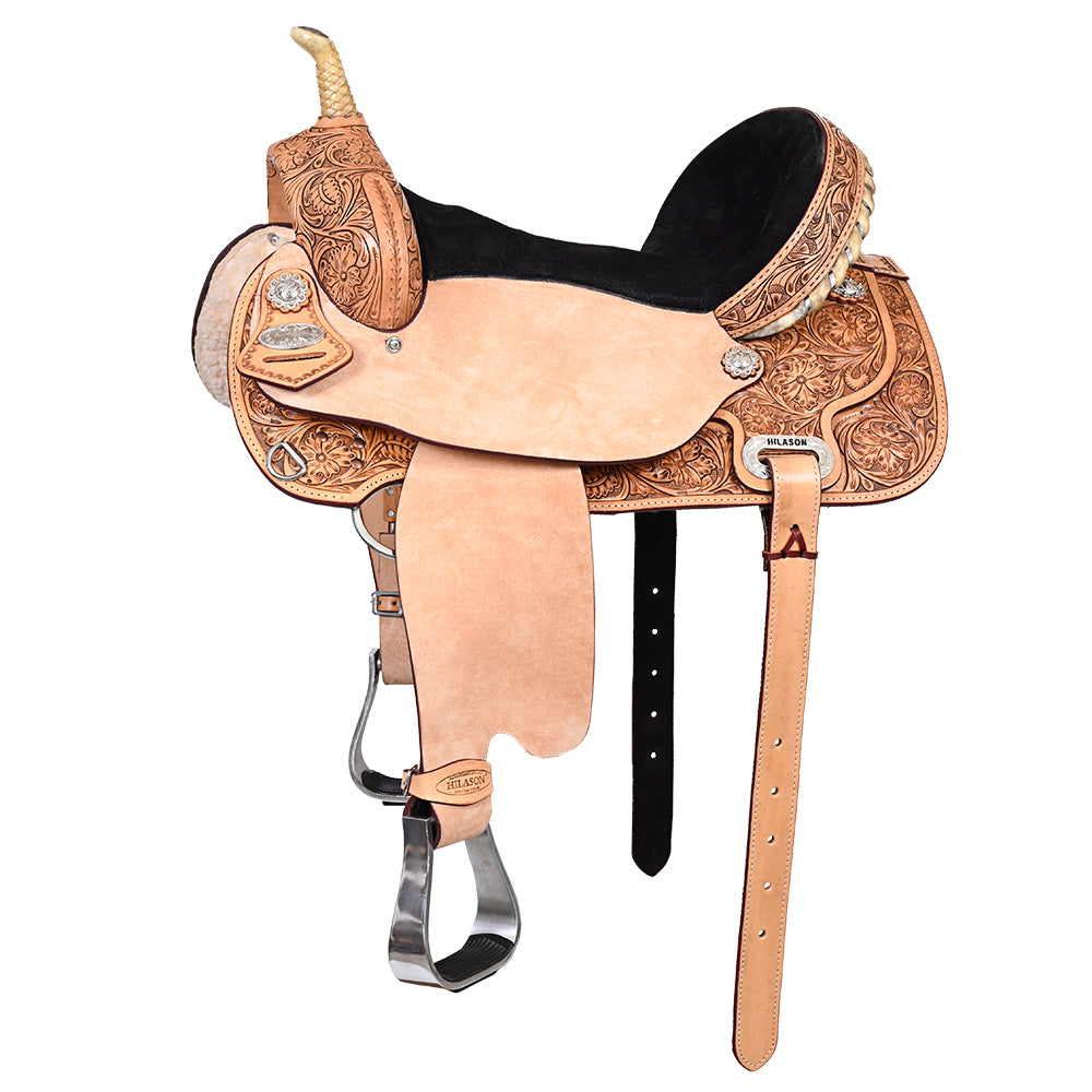 102102-z_efe954f8-860a-40de-8a09-18fab9e85fec.jpg HILASON Flex Tree Western Horse Saddle American Leather Trail Barrel | for Horses - Image 1