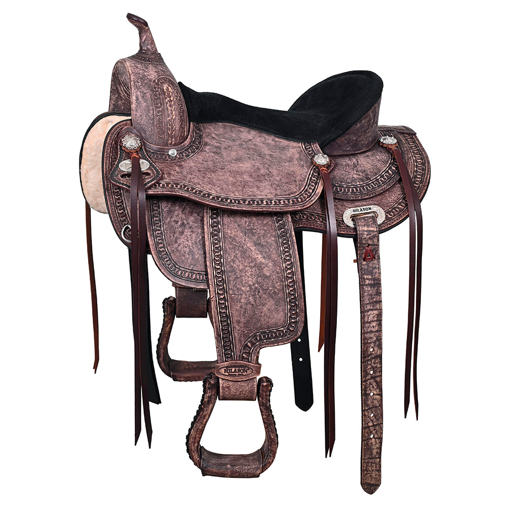 107515-Y_a52a4dc3-fea5-4fe7-9634-16321f875c26.jpg HILASON Western Horse Saddle American Leather Flex Tree Trail & Pleasure Dark Brown | for Horses - Image 1