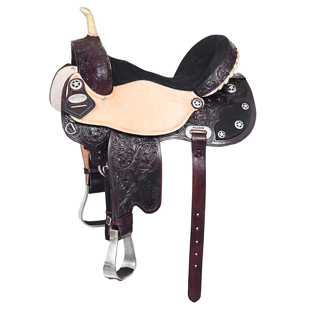 107531-z_c31dfcfb-e197-4b16-bd16-14130f4ec9cc.jpg HILASON Flex Tree Western Horse Saddle American Leather Trail Barrel | for Horses - Image 1
