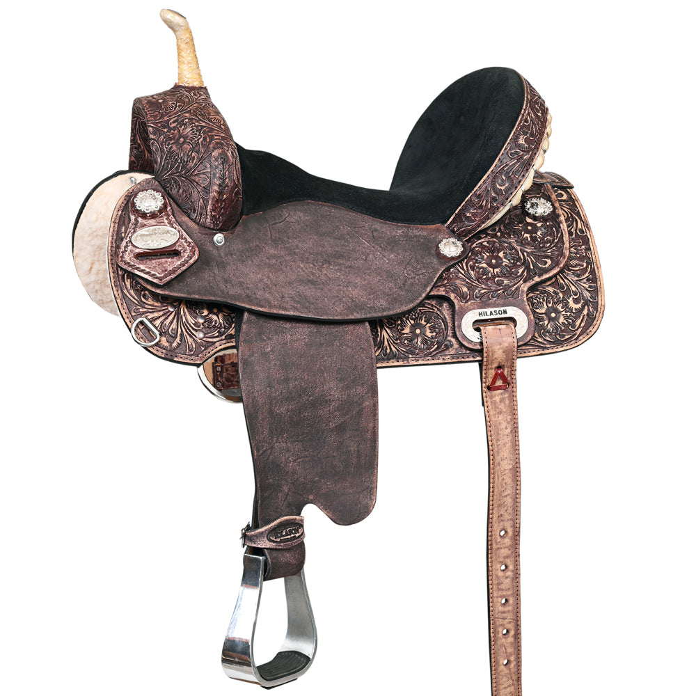 107580-z_f6cc9398-5cd5-490b-9b65-bf898a19751e.jpg HILASON Flex Tree Western Horse Saddle American Leather Trail Barrel | for Horses - Image 1
