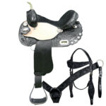 HILASON Western Horse Treeless Saddle American Leather Trail Barrel Tack | for Horses