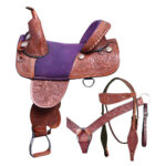 HILASON Horse Saddle American Leather Trail Barrel Racing | Western Treeless for Horses