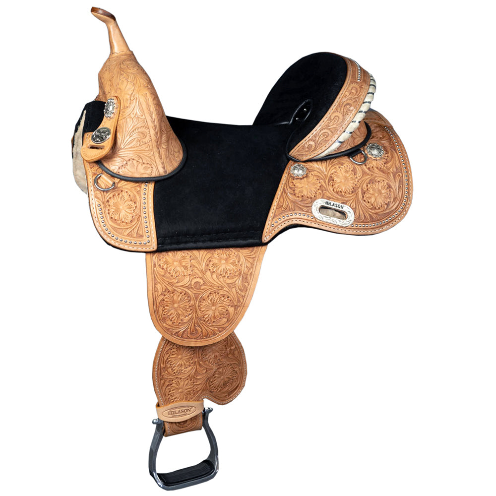 113031-Y_00a015d7-10e0-40d1-8fd0-44a727c87fca.jpg HILASON Western Horse Saddle Treeless Trail Barrel American Leather | for Horses - Image 1