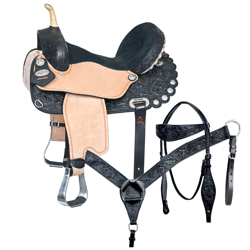118878-z_b4a591fb-5816-4c53-a021-0ce4b5a75f9c.jpg HILASON Western Horse Saddle American Leather Flex Trail Barrel Tack | for Horses - Image 1