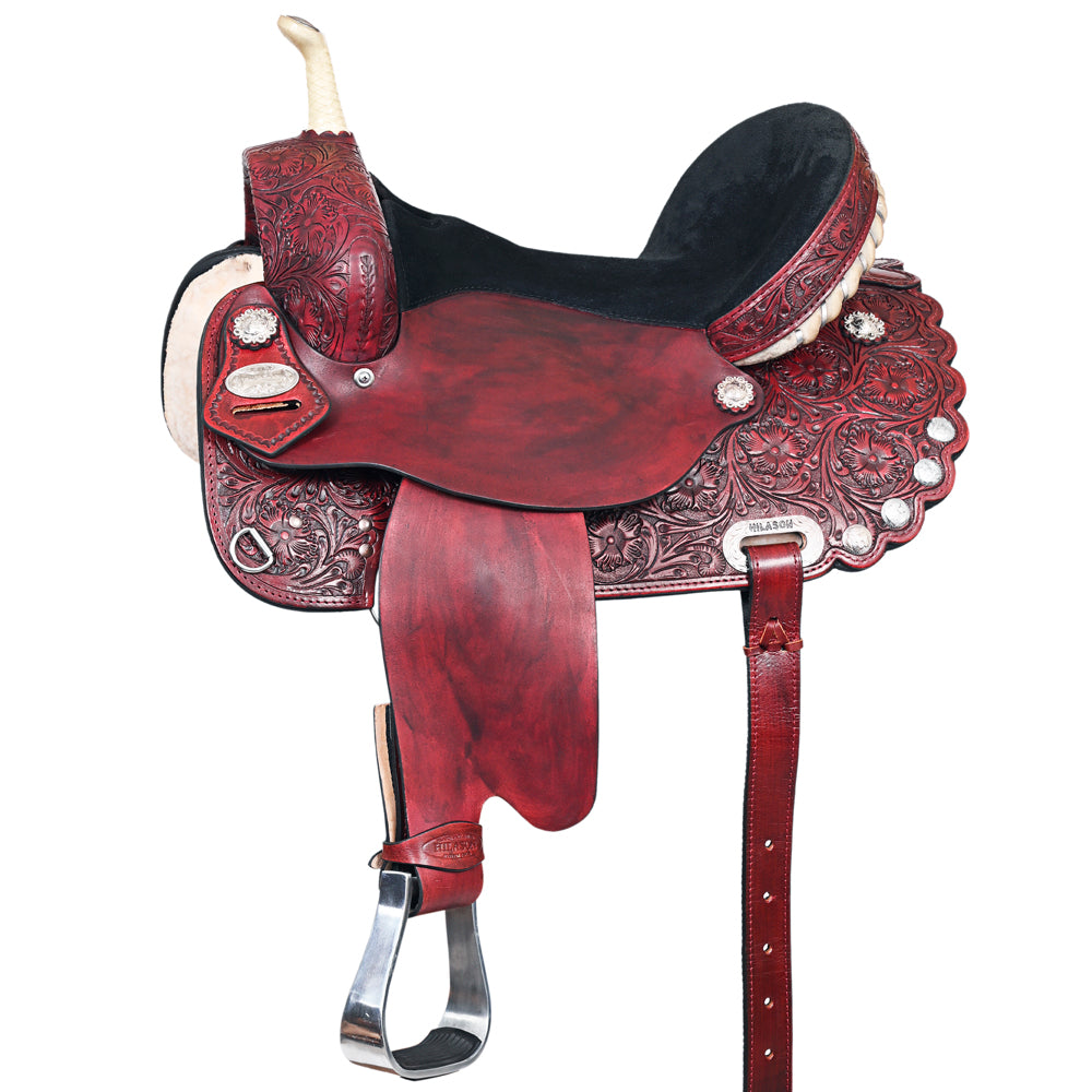 120644-Y_b0f6bb6f-5c46-4e8d-884f-b95c83b690a3.jpg HILASON Western Horse Saddle American Leather Treeless Trail Barrel | for Horses - Image 1
