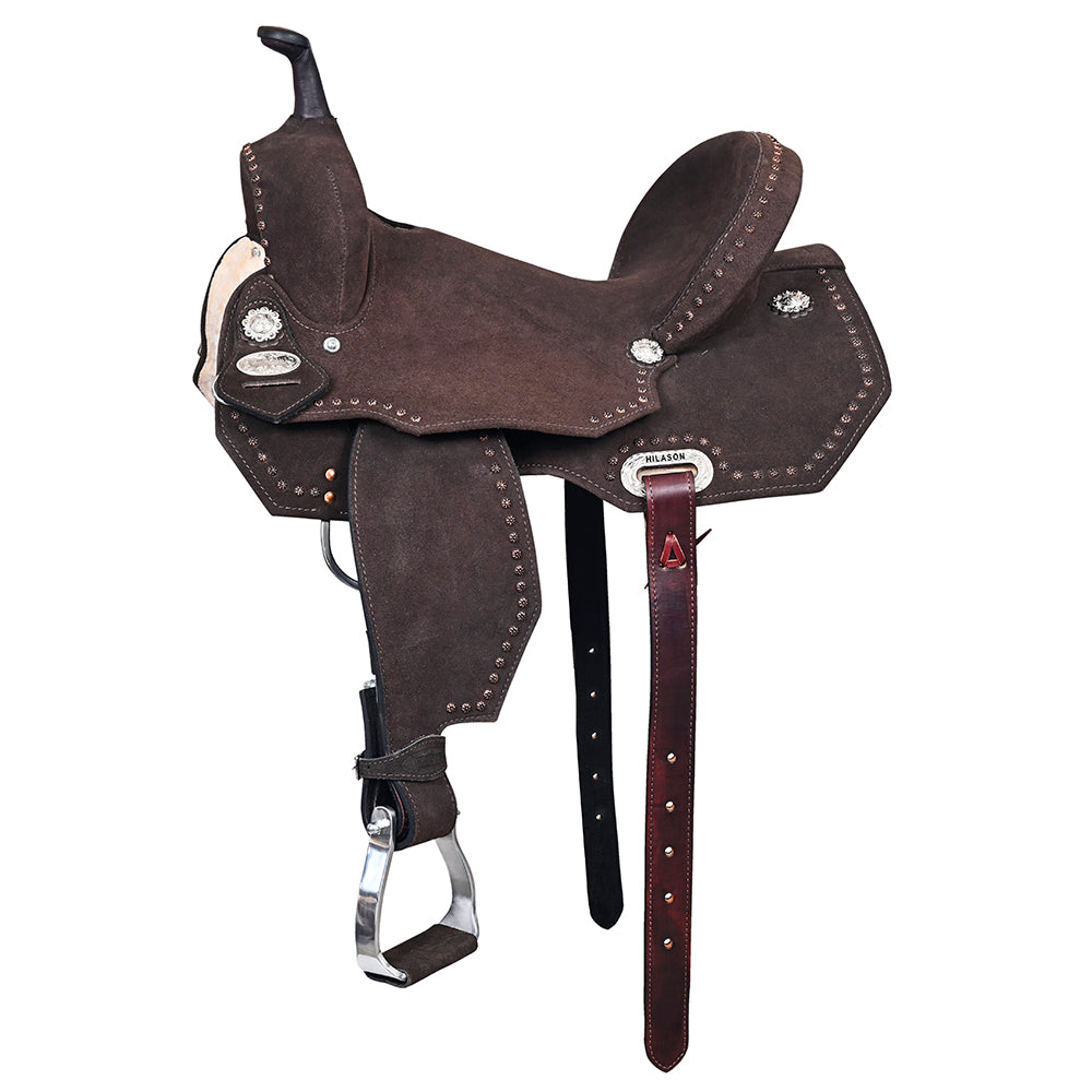 141538-Y.jpg HILASON Western Horse Flex Tree Barrel Trail in Leather Saddle Brown | for Horses - Image 1