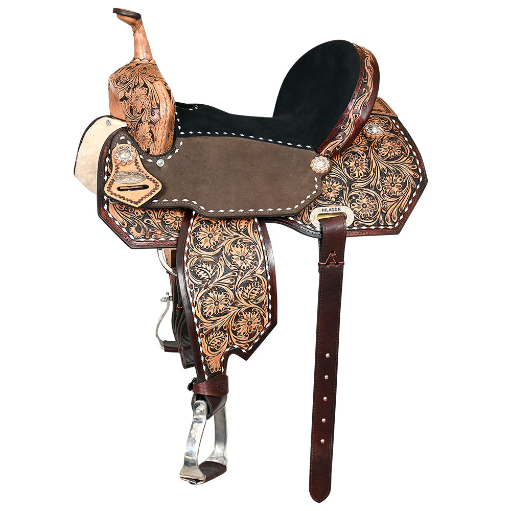 148683-Y.jpg HILASON Flex Tree Western Horse Buckstitch Trail Barrel American Leather Saddle Brown | for Horses - Image 1