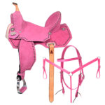 Hilason Western Horse Flex Tree Barrel Trail In Suede Leather Saddle & Biothane Tack Set