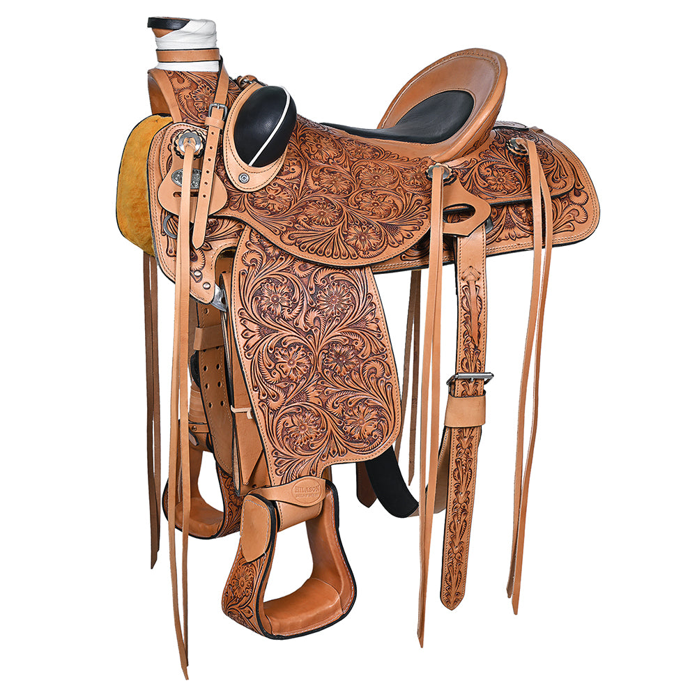 153792-Y_6235afcc-2ca4-461f-8b51-9790bc5bf99d.jpg Hilason Western Horse Saddle Wade Ranch Roping American Leather Tan - Image 1