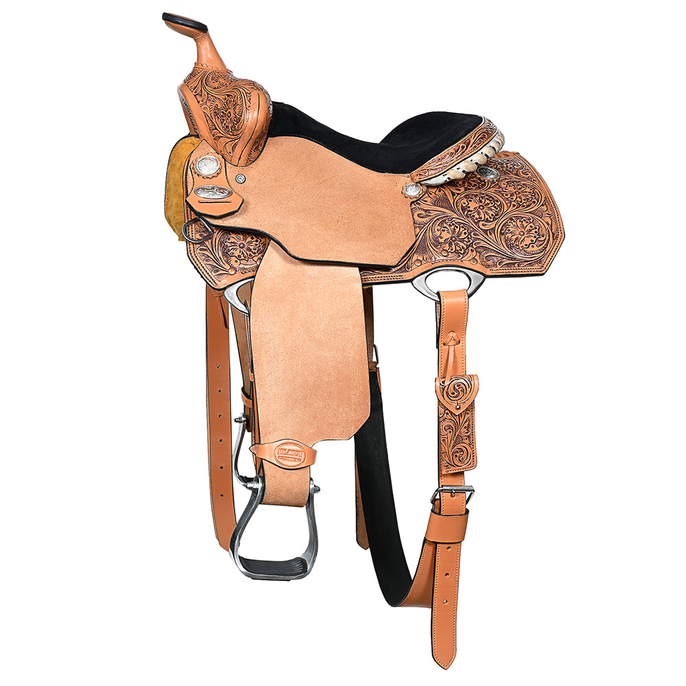 155559-Y.jpg HILASON Western Horse Saddle Ranch Roping Roper American Leather Tan - Image 1