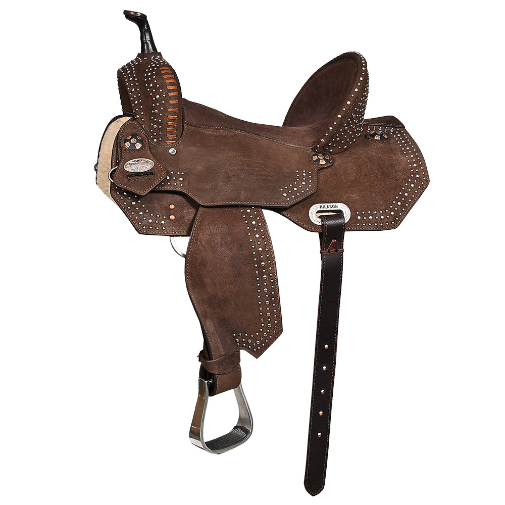 156265-Y.jpg Hilason Western Horse Barrel Flex Tree Trail American Leather Saddle Brown - Image 1