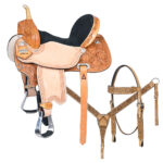 Tan HILASON Western Horse Saddle American Leather Barrel Flex Tree Trail