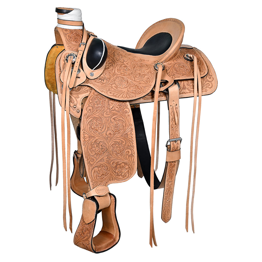 42205-Y_7ef09922-a7c4-4eff-8cc7-a4d62fc8723a.jpg HILASON Western Horse Wade Saddle American Leather Ranch Roping Tan | Hand Tooled & For Horses - Image 1