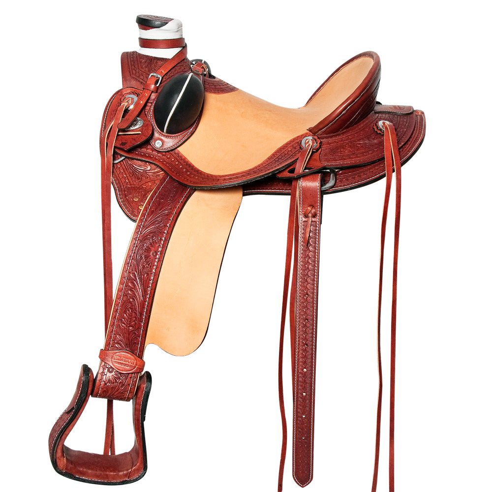 47548-z_a360286c-eeaa-47e4-90ee-891d1a9b573c.jpg HILASON Western Horse Wade Saddle Leather Ranch Roping Mahogany | Hand Tooled & For Horses - Image 1