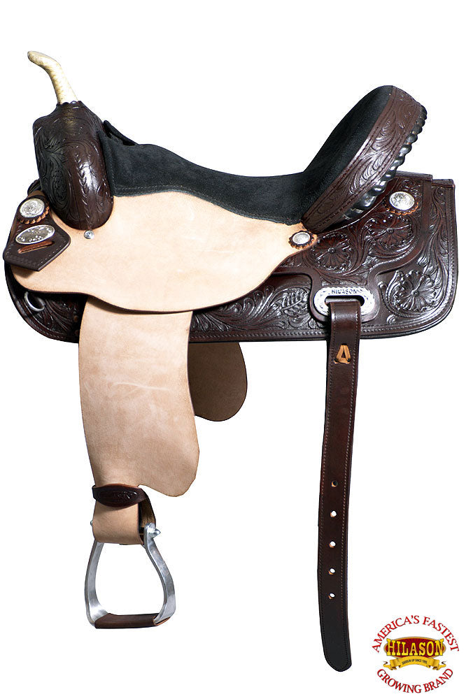 71641-Y.jpg 17 In Flex Tree Western Horse Saddle Leather Trail Barrel Racing Hilason - Image 1