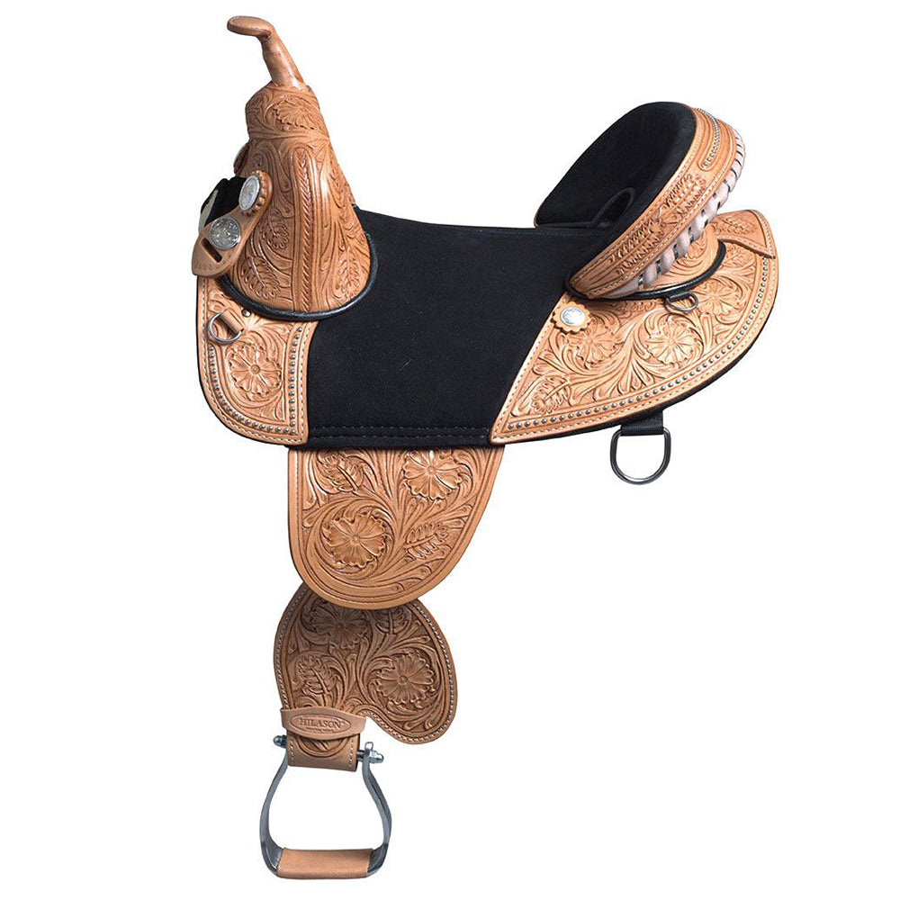 79596-Y_ff2a3ef7-fb91-43aa-b039-d2cedc8c1933.jpg HILASON Western Horse Treeless Trail Barrel Saddle American Leather | for Horses - Image 1