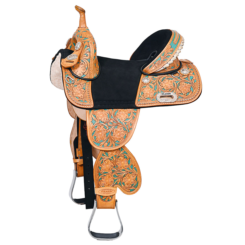 81219-z.jpg HILASON Child Treeless Horse Saddle Western American Leather Barrel | for Horses - Image 1