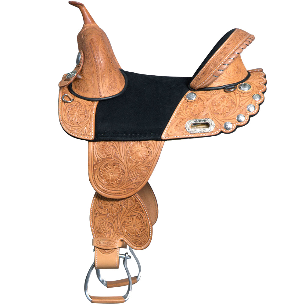 92339-z_8121ce94-1f57-49bb-95f3-96cd00936934.jpg HILASON Treeless Western Trail Barrel American Leather Horse Saddle Tan | for Horses - Image 1